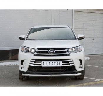 17 999 р. Одинарная защита переднего бампера диаметром 63 мм SLITKOFF  Toyota Highlander  XU50 (2013-2017) дорестайлинг  с доставкой в г. Кемерово. Увеличить фотографию 3