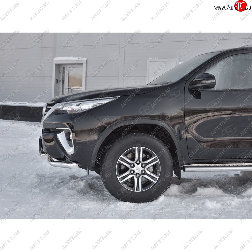 26 499 р. Защита переднего бампера (2 трубыØ63 мм, нержавейка) SLITKOFF  Toyota Highlander  XU50 (2013-2017) дорестайлинг  с доставкой в г. Кемерово