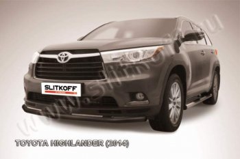 10 999 р. защита переднего бампера Slitkoff  Toyota Highlander  XU50 (2013-2017) дорестайлинг (Цвет: серебристый)  с доставкой в г. Кемерово. Увеличить фотографию 1