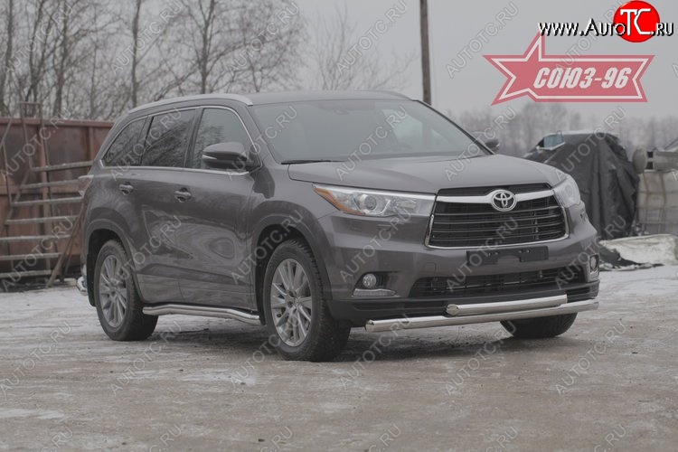 27 629 р. Защита переднего бампера двойная Souz-96 (d76/60)  Toyota Highlander  XU50 (2013-2017) дорестайлинг  с доставкой в г. Кемерово