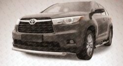 14 499 р. Защита переднего бампера из короткой трубы диаметром 76 мм Slitkoff  Toyota Highlander  XU50 (2013-2017) дорестайлинг (Цвет: нержавеющая полированная сталь)  с доставкой в г. Кемерово. Увеличить фотографию 1