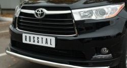 16 999 р. Одинарная защита переднего бампера диаметром 63 мм SLITKOFF  Toyota Highlander  XU50 (2013-2017) дорестайлинг  с доставкой в г. Кемерово. Увеличить фотографию 3