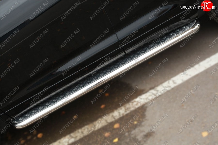 27 999 р. Порожки для ног (Ø63) SLITKOFF  Toyota Highlander  XU50 (2013-2017) дорестайлинг (лист - алюминий, профиль - сталь)  с доставкой в г. Кемерово