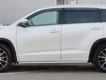 23 799 р. Широкая защита порогов с трубой диаметром 42 мм SLITKOFF v2 Toyota Highlander XU50 дорестайлинг (2013-2017)  с доставкой в г. Кемерово. Увеличить фотографию 2