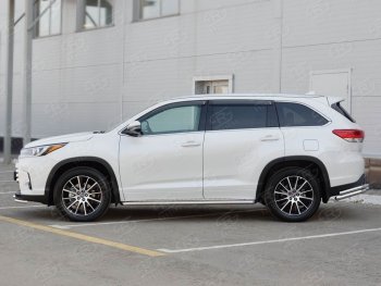 23 799 р. Широкая защита порогов с трубой диаметром 42 мм SLITKOFF v2 Toyota Highlander XU50 дорестайлинг (2013-2017)  с доставкой в г. Кемерово. Увеличить фотографию 3