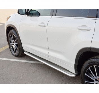 38 699 р. Широкая защита порогов с трубой диаметром 42 мм SLITKOFF v3  Toyota Highlander  XU50 (2013-2017) дорестайлинг  с доставкой в г. Кемерово. Увеличить фотографию 2