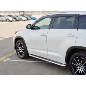 38 699 р. Широкая защита порогов с трубой диаметром 42 мм SLITKOFF v3  Toyota Highlander  XU50 (2013-2017) дорестайлинг  с доставкой в г. Кемерово. Увеличить фотографию 3