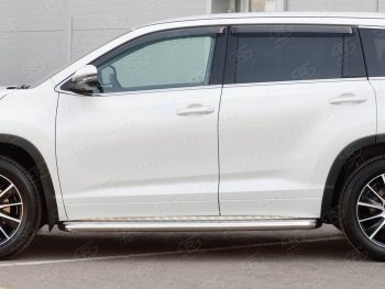 32 849 р. Порожки для ног (Ø63) SLITKOFF  Toyota Highlander  XU50 (2013-2017) дорестайлинг (лист - алюминий, профиль - нержавейка)  с доставкой в г. Кемерово. Увеличить фотографию 3
