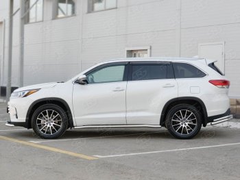 23 399 р. Защита порогов SLITKOFF из круглой трубы диаметром 63 мм SLITKOFF v3 Toyota Highlander XU50 дорестайлинг (2013-2017)  с доставкой в г. Кемерово. Увеличить фотографию 2
