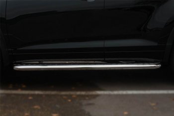 Порожки для ног (Ø63) SLITKOFF Toyota Highlander  XU50 (2013-2017) дорестайлинг (лист - нержавейка, профиль - нержавейка)