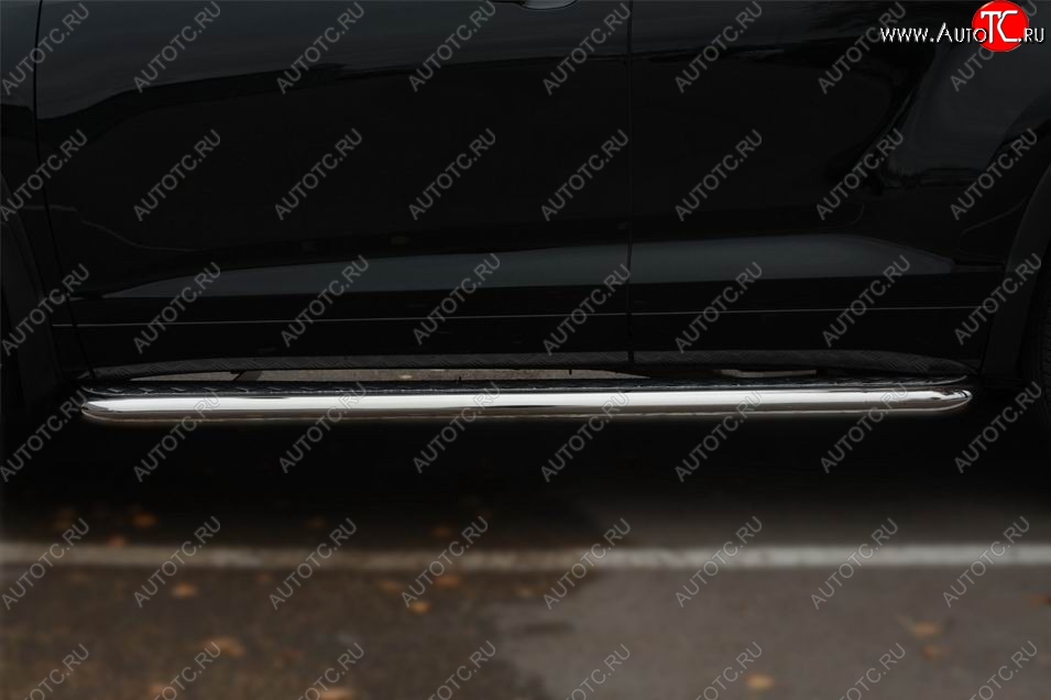 43 999 р. Порожки для ног (Ø63) SLITKOFF  Toyota Highlander  XU50 (2013-2017) дорестайлинг (лист - нержавейка, профиль - нержавейка)  с доставкой в г. Кемерово