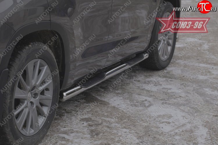 17 819 р. Защита порогов с проступью Souz-96 (d76) Toyota Highlander XU50 дорестайлинг (2013-2017)  с доставкой в г. Кемерово