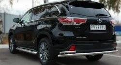 20 999 р. Защита заднего бампера (Ø63 и 42 мм, с углами, нержавейка) SLITKOFF  Toyota Highlander  XU50 (2013-2017) дорестайлинг  с доставкой в г. Кемерово. Увеличить фотографию 1