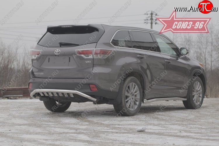 23 219 р. Защита заднего бампера с элементами из профиля Souz-96 (d60)  Toyota Highlander  XU50 (2013-2017) дорестайлинг  с доставкой в г. Кемерово