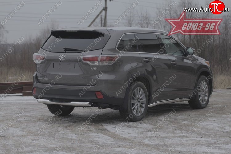 1 169 р. Защита заднего бампера с проступью Souz-96 (d76)  Toyota Highlander  XU50 (2013-2017) дорестайлинг  с доставкой в г. Кемерово