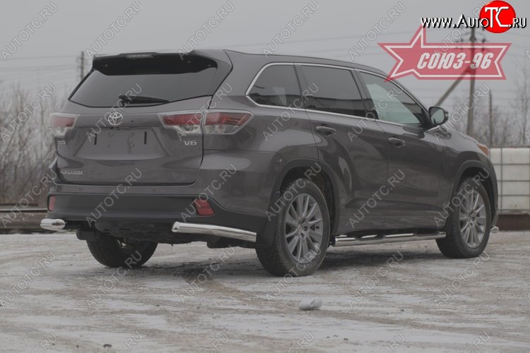 1 169 р. Защита заднего бампера из боковых уголков Souz-96 (d76)  Toyota Highlander  XU50 (2013-2017) дорестайлинг  с доставкой в г. Кемерово