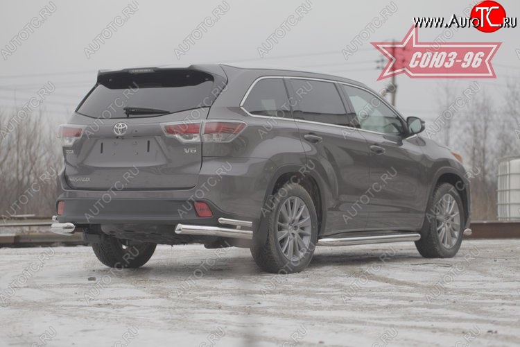 19 079 р. Защита заднего бампера из двойных боковых уголков Souz-96 (d76/42)  Toyota Highlander  XU50 (2013-2017) дорестайлинг  с доставкой в г. Кемерово