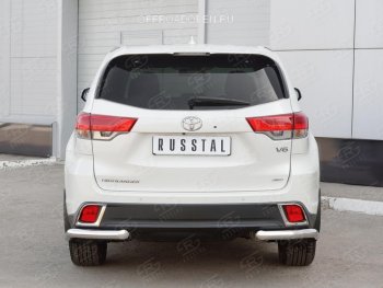 15 999 р. Защита заднего бампера (Ø63 мм уголки, нержавейка) SLITKOFF  Toyota Highlander  XU50 (2013-2017) дорестайлинг  с доставкой в г. Кемерово. Увеличить фотографию 3