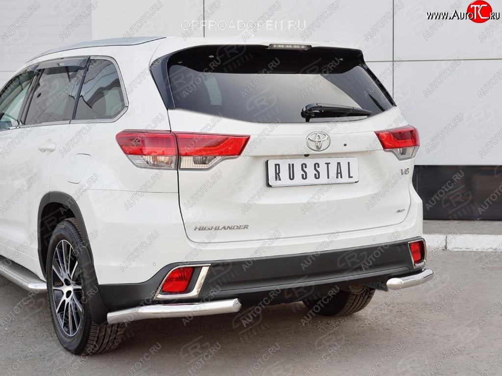 15 999 р. Защита заднего бампера (Ø63 мм уголки, нержавейка) SLITKOFF  Toyota Highlander  XU50 (2013-2017) дорестайлинг  с доставкой в г. Кемерово