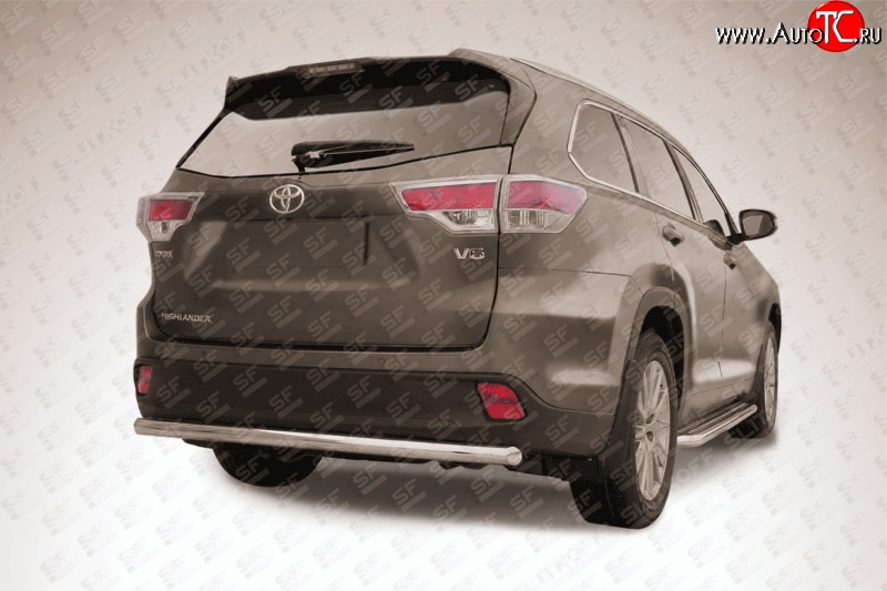 12 999 р. Защита заднего бампера из трубы диаметром 57 мм Slitkoff  Toyota Highlander  XU50 (2013-2017) дорестайлинг (Цвет: нержавеющая полированная сталь)  с доставкой в г. Кемерово