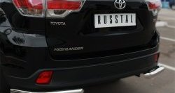 14 949 р. Защита заднего бампера (Ø63 мм уголки, нержавейка) SLITKOFF  Toyota Highlander  XU50 (2013-2017) дорестайлинг  с доставкой в г. Кемерово. Увеличить фотографию 3