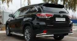 Защита заднего бампера (2 трубы Ø63 и 42 мм уголки, нержавейка) SLITKOFF Toyota Highlander  XU50 (2013-2017) дорестайлинг