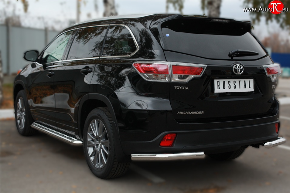 14 949 р. Защита заднего бампера (Ø63 мм уголки, нержавейка) SLITKOFF  Toyota Highlander  XU50 (2013-2017) дорестайлинг  с доставкой в г. Кемерово