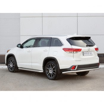 17 999 р. Защита заднего бампера (Ø63 мм, нержавейка) SLITKOFF  Toyota Highlander  XU50 (2016-2020) рестайлинг  с доставкой в г. Кемерово. Увеличить фотографию 2