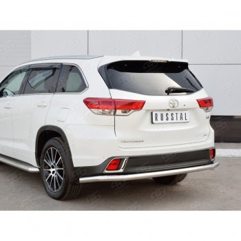 17 999 р. Защита заднего бампера (Ø63 мм, нержавейка) SLITKOFF  Toyota Highlander  XU50 (2016-2020) рестайлинг  с доставкой в г. Кемерово. Увеличить фотографию 4