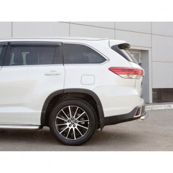 16 799 р. Защита заднего бампера (Ø63 мм, нержавейка) SLITKOFF  Toyota Highlander  XU50 (2013-2017) дорестайлинг  с доставкой в г. Кемерово. Увеличить фотографию 3