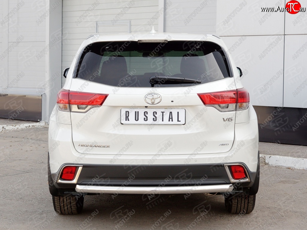16 799 р. Защита заднего бампера (Ø63 мм, нержавейка) SLITKOFF  Toyota Highlander  XU50 (2013-2017) дорестайлинг  с доставкой в г. Кемерово