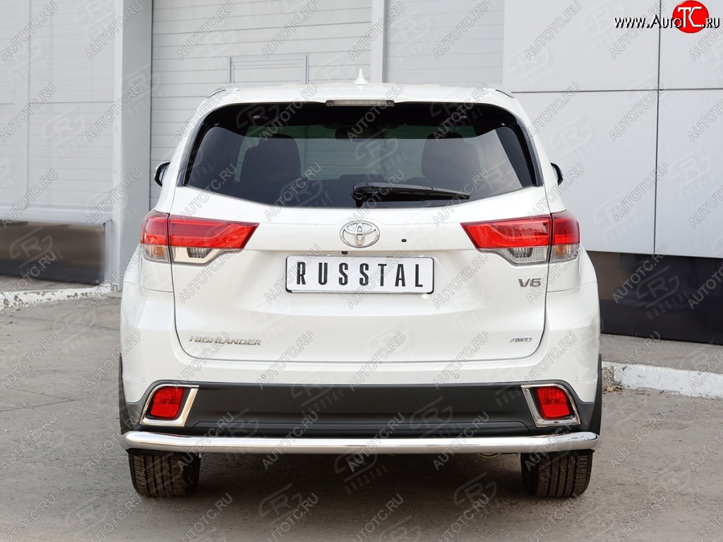 17 999 р. Защита заднего бампера (Ø63 мм, нержавейка) SLITKOFF  Toyota Highlander  XU50 (2016-2020) рестайлинг  с доставкой в г. Кемерово