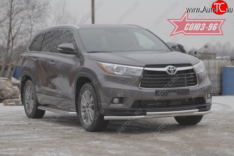 19 889 р. Защита переднего бампера двойная Souz-96 (d60/42).  Toyota Highlander  XU50 (2013-2017) дорестайлинг  с доставкой в г. Кемерово