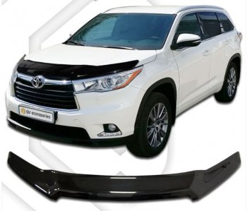 2 379 р. Дефлектор капота CA-Plastiс  Toyota Highlander  XU50 (2013-2020) дорестайлинг, рестайлинг (Classic черный, Без надписи)  с доставкой в г. Кемерово. Увеличить фотографию 1