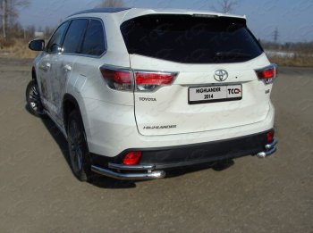 Защита заднего бампера (уголки двойные) ТСС 60,3/42,4 мм Toyota Highlander  XU50 (2013-2017) дорестайлинг