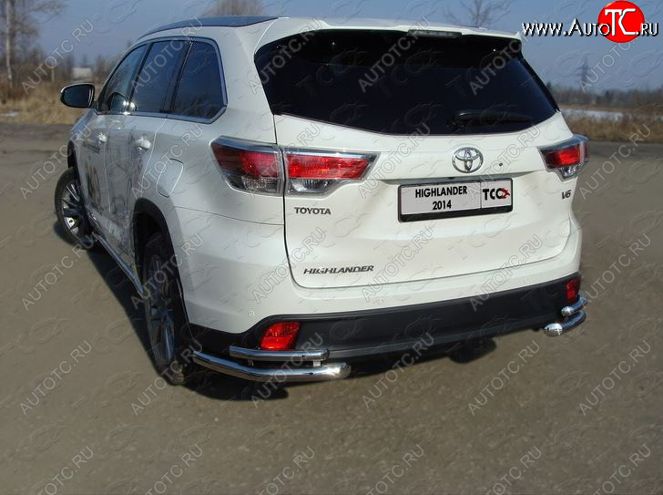 24 999 р. Защита заднего бампера (уголки двойные) ТСС 60,3/42,4 мм  Toyota Highlander  XU50 (2013-2017) дорестайлинг  с доставкой в г. Кемерово
