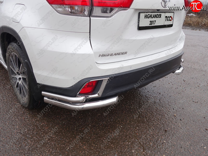 24 999 р. Защита заднего бампера (уголки двойные) ТСС 60,3/42,4 мм  Toyota Highlander  XU50 (2016-2020) рестайлинг  с доставкой в г. Кемерово