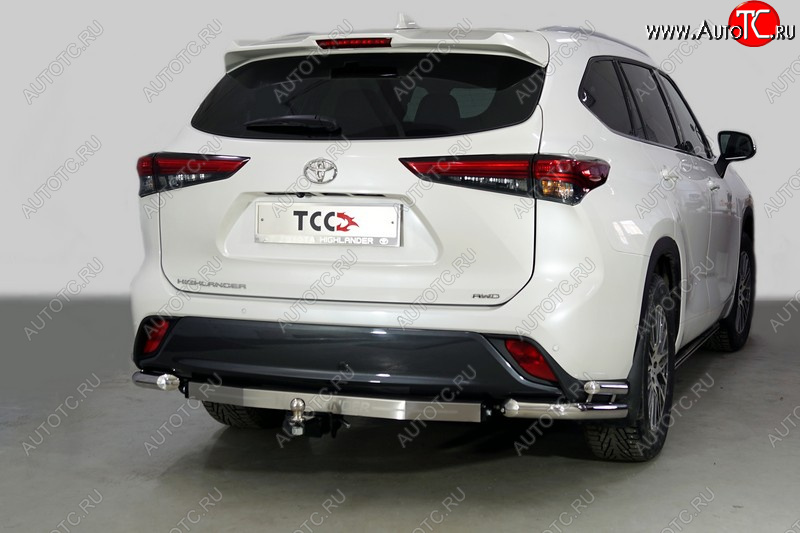 24 749 р. Защита заднего бампера (уголки двойные) ТСС 60,3/42,4 мм Toyota Highlander XU70 (2020-2025)  с доставкой в г. Кемерово
