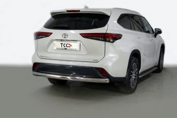 Защита заднего бампера (овальная) ТСС (нержавейка d75х42 мм) Toyota Highlander  XU70 (2020-2025)