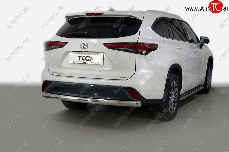 23 899 р. Защита заднего бампера (овальная) ТСС (нержавейка d75х42 мм)  Toyota Highlander  XU70 (2020-2025)  с доставкой в г. Кемерово