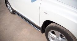 77 999 р. Защита порогов из круглой трубы диаметром 76 мм (рестайлинг) Russtal Toyota Highlander XU40 рестайлинг (2010-2013) (Защита порогов с со скосами на торцах (вариант 1))  с доставкой в г. Кемерово. Увеличить фотографию 3