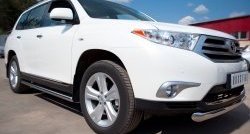77 999 р. Защита порогов из круглой трубы диаметром 76 мм (рестайлинг) Russtal Toyota Highlander XU40 рестайлинг (2010-2013) (Защита порогов с со скосами на торцах (вариант 1))  с доставкой в г. Кемерово. Увеличить фотографию 12
