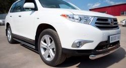 77 999 р. Защита порогов из круглой трубы диаметром 76 мм (рестайлинг) Russtal Toyota Highlander XU40 рестайлинг (2010-2013) (Защита порогов с со скосами на торцах (вариант 1))  с доставкой в г. Кемерово. Увеличить фотографию 4