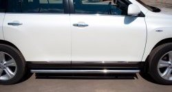 77 999 р. Защита порогов из круглой трубы диаметром 76 мм (рестайлинг) Russtal Toyota Highlander XU40 рестайлинг (2010-2013) (Защита порогов с со скосами на торцах (вариант 1))  с доставкой в г. Кемерово. Увеличить фотографию 6