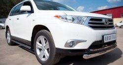 77 999 р. Защита порогов из круглой трубы диаметром 76 мм (рестайлинг) Russtal Toyota Highlander XU40 рестайлинг (2010-2013) (Защита порогов с со скосами на торцах (вариант 1))  с доставкой в г. Кемерово. Увеличить фотографию 8