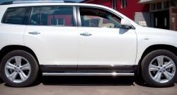 77 999 р. Защита порогов из круглой трубы диаметром 76 мм (рестайлинг) Russtal Toyota Highlander XU40 рестайлинг (2010-2013) (Защита порогов с со скосами на торцах (вариант 1))  с доставкой в г. Кемерово. Увеличить фотографию 10