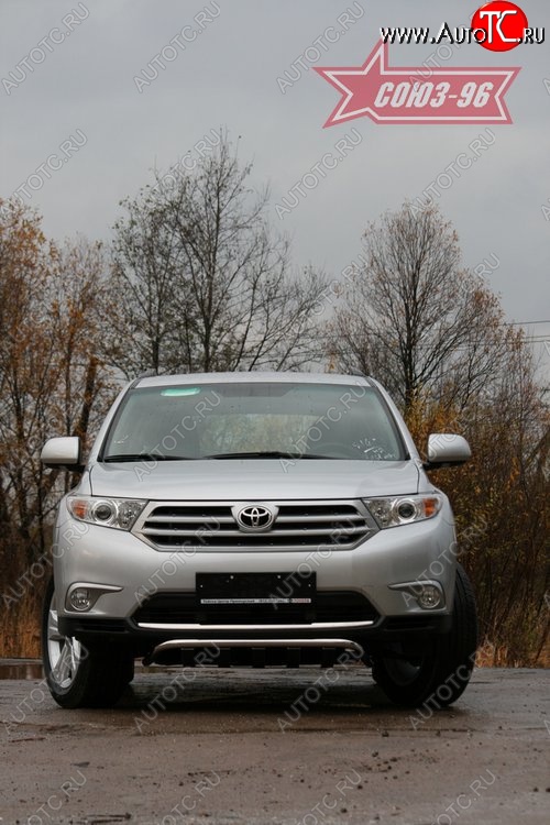 18 269 р. Защита переднего бампера с декоративными элементами Souz-96 (d42)  Toyota Highlander  XU40 (2010-2013) рестайлинг  с доставкой в г. Кемерово