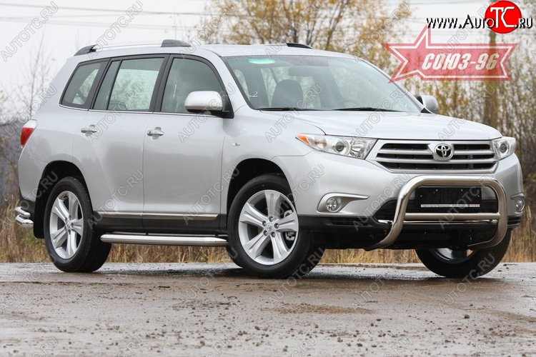 24 299 р. Защита переднего бампера Souz-96 (d76)  Toyota Highlander  XU40 (2010-2013) рестайлинг  с доставкой в г. Кемерово