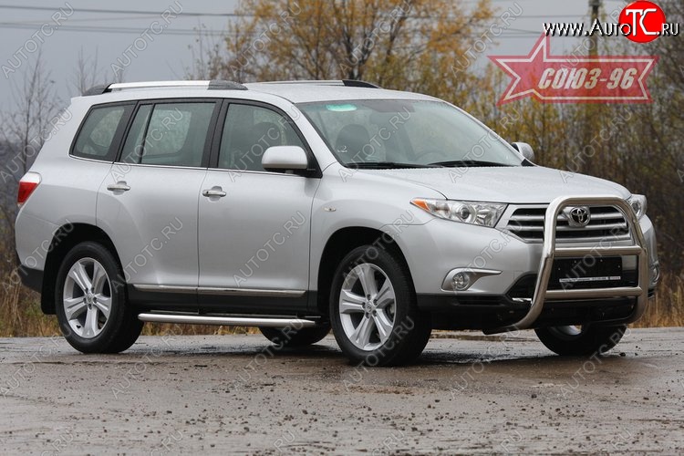 22 949 р. Защита переднего бампера Souz-96 (d76)  Toyota Highlander  XU40 (2010-2013) рестайлинг  с доставкой в г. Кемерово