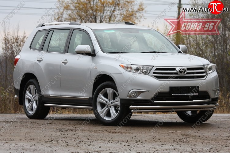 19 799 р. Двойная защита переднего бампера (d60х42) Souz-96  Toyota Highlander  XU40 (2010-2013) рестайлинг  с доставкой в г. Кемерово